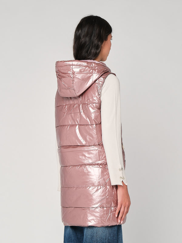 Gilet laminato con cappuccio