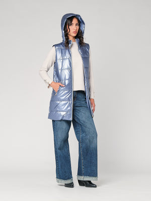 Gilet laminato con cappuccio