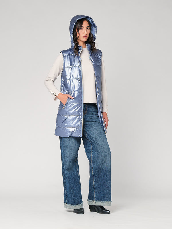 Gilet laminato con cappuccio