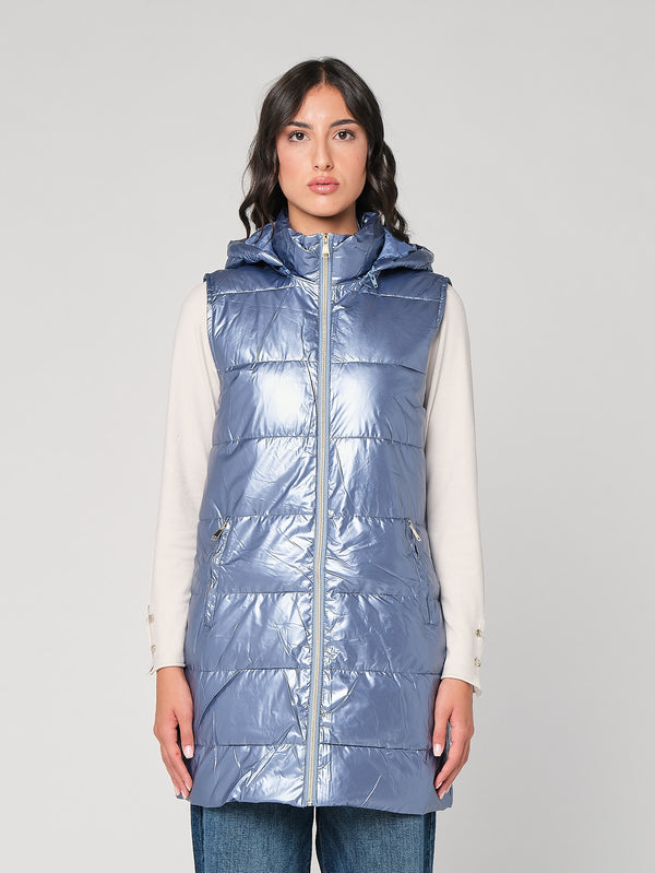 Gilet laminato con cappuccio