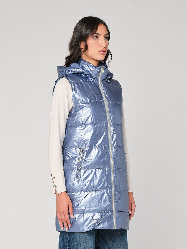 Gilet laminato con cappuccio