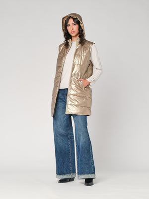Gilet laminato con cappuccio