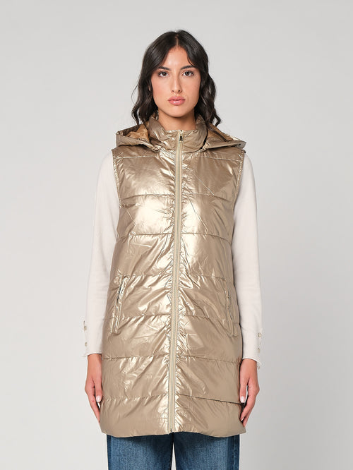 Gilet laminato con cappuccio