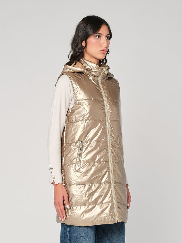 Gilet laminato con cappuccio