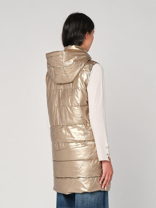 Gilet laminato con cappuccio