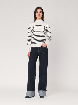 Maglia a righe con bottoni polso