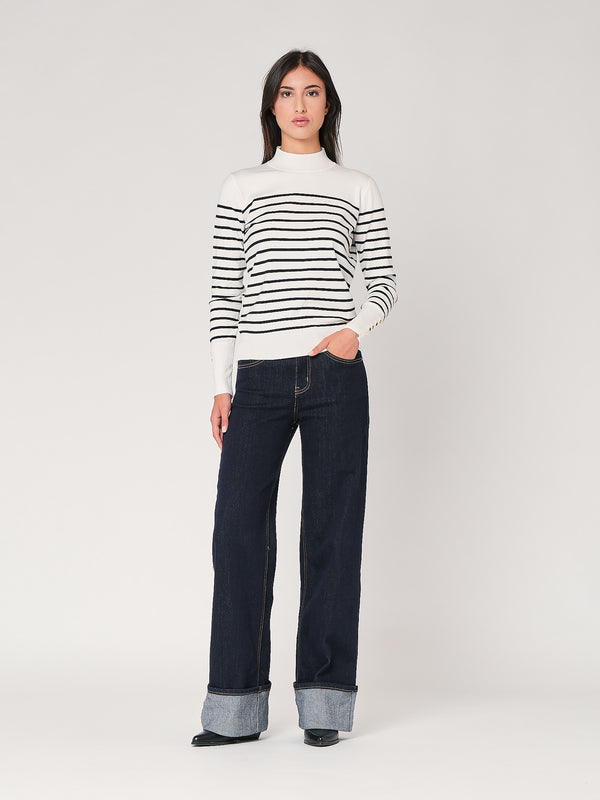 Maglia a righe con bottoni polso