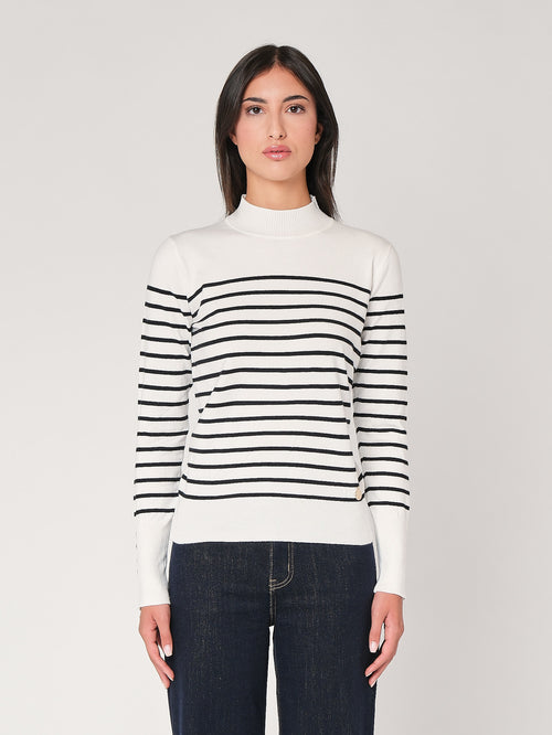 Maglia a righe con bottoni polso