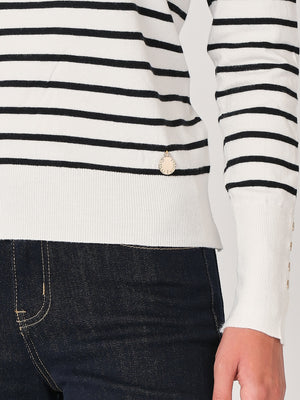 Maglia a righe con bottoni polso