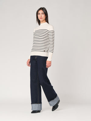 Maglia a righe con bottoni polso