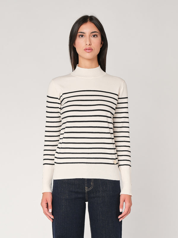 Maglia a righe con bottoni polso