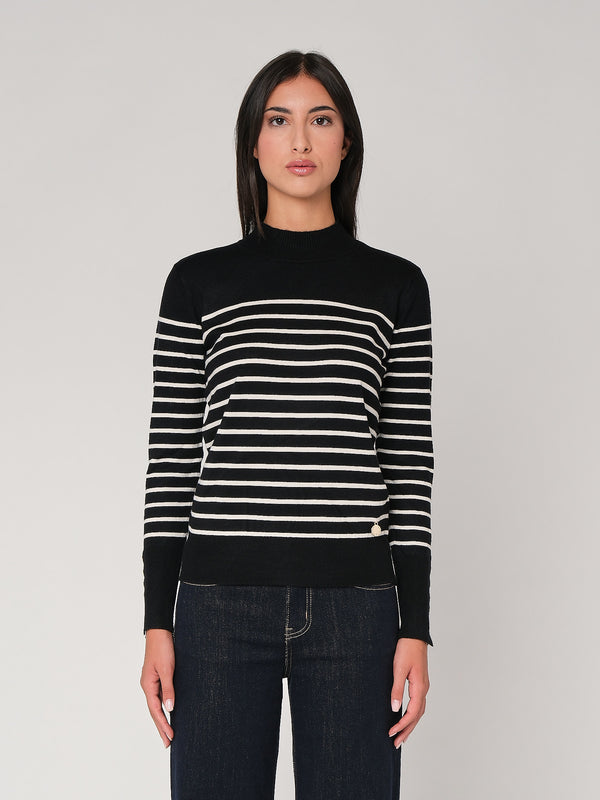 Maglia a righe con bottoni polso