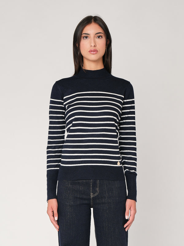 Maglia a righe con bottoni polso