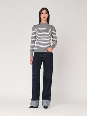 Maglia a righe con bottoni polso
