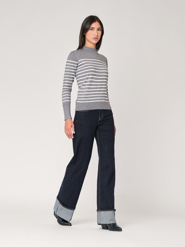 Maglia a righe con bottoni polso