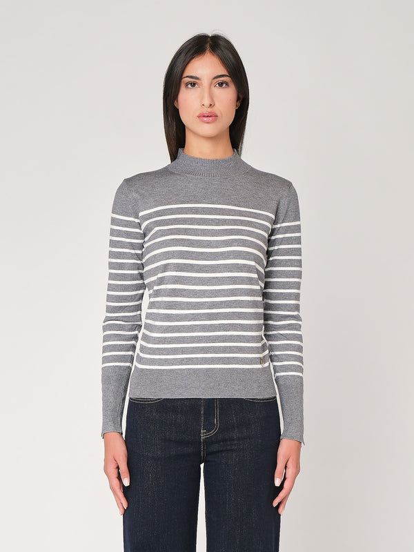 Maglia a righe con bottoni polso