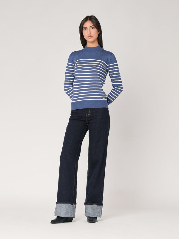 Maglia a righe con bottoni polso