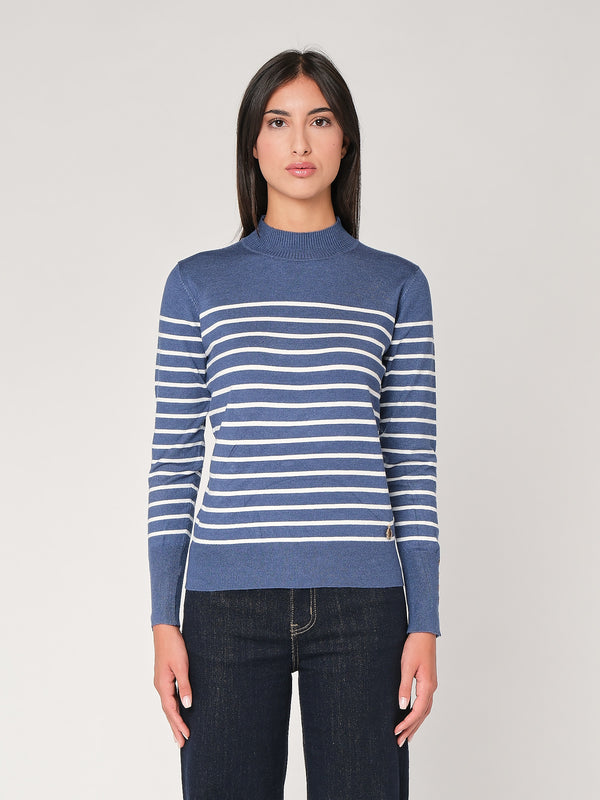 Maglia a righe con bottoni polso