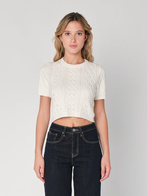 Maglia a trecce con perline