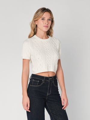 Maglia a trecce con perline