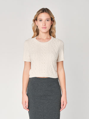 Maglia a trecce con perline