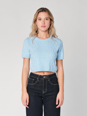 Maglia a trecce con perline