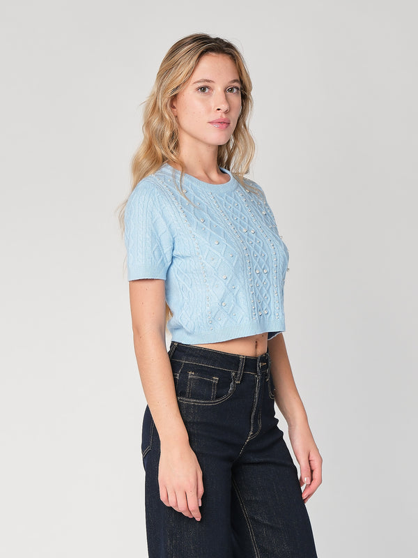 Maglia a trecce con perline