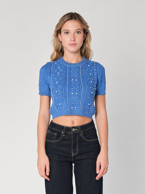 Maglia a trecce con perline