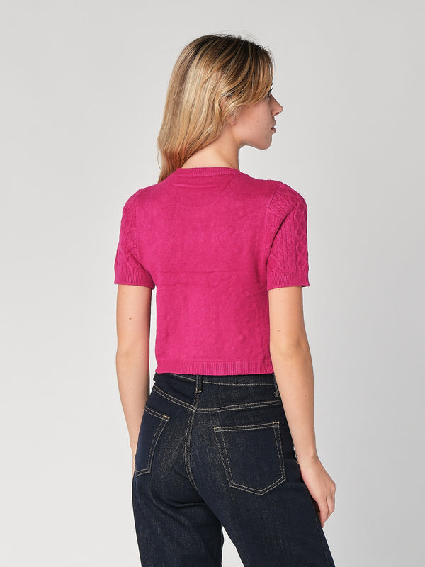 Maglia a trecce con perline
