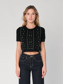 Maglia a trecce con perline