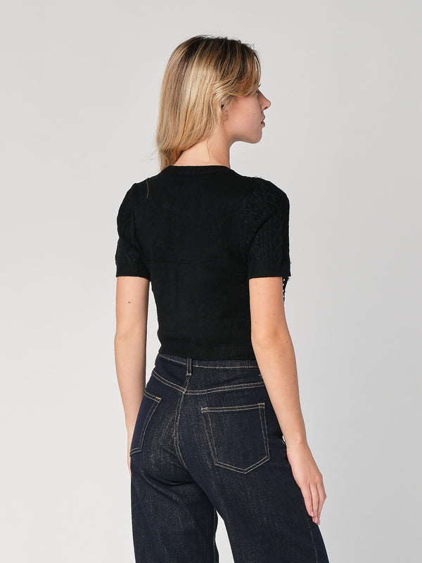 Maglia a trecce con perline