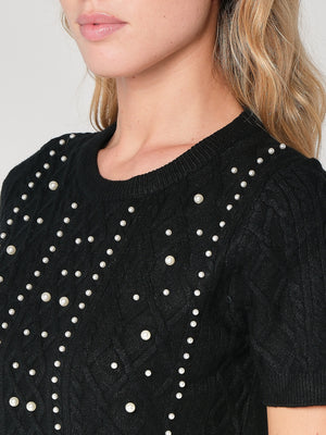 Maglia a trecce con perline
