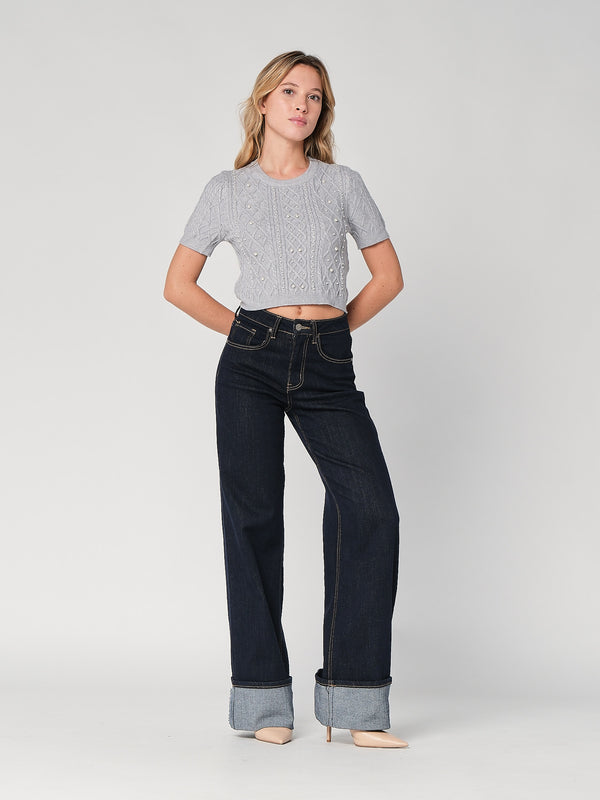 Maglia a trecce con perline