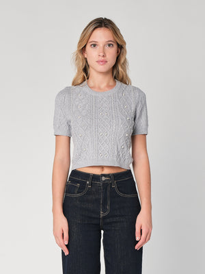 Maglia a trecce con perline