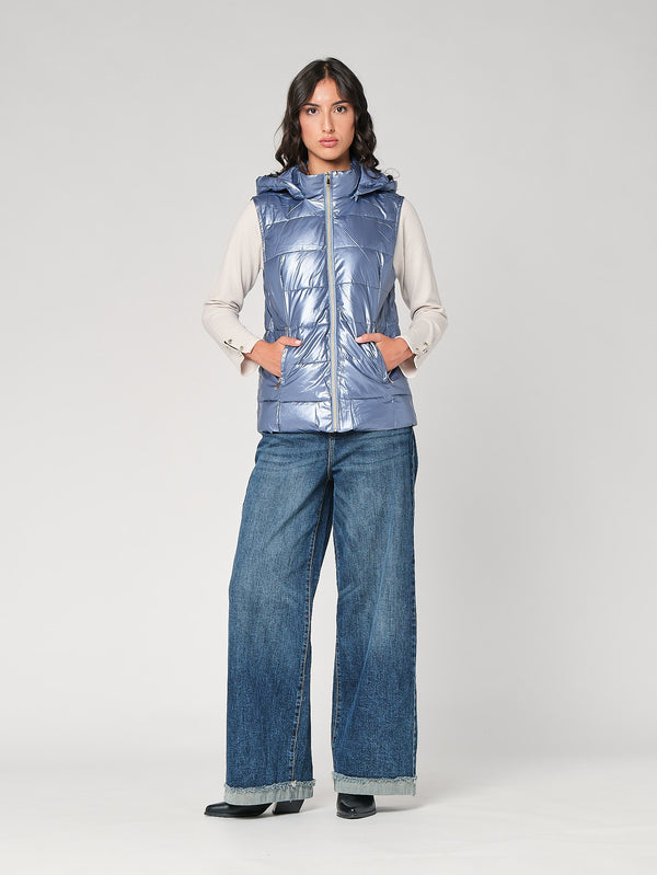 Gilet laminato con cappuccio