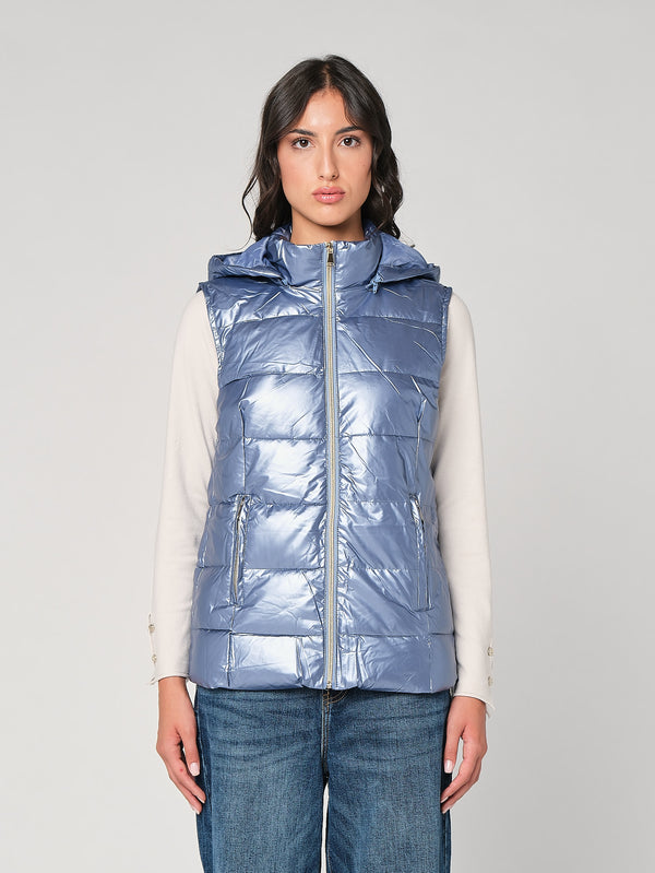 Gilet laminato con cappuccio