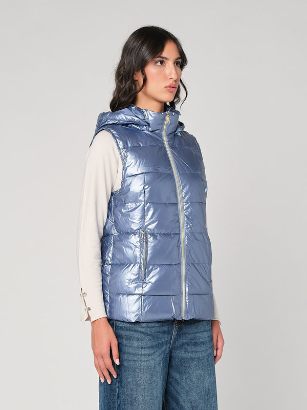 Gilet laminato con cappuccio
