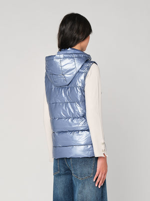 Gilet laminato con cappuccio