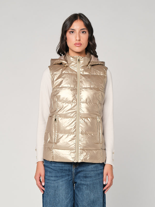 Gilet laminato con cappuccio