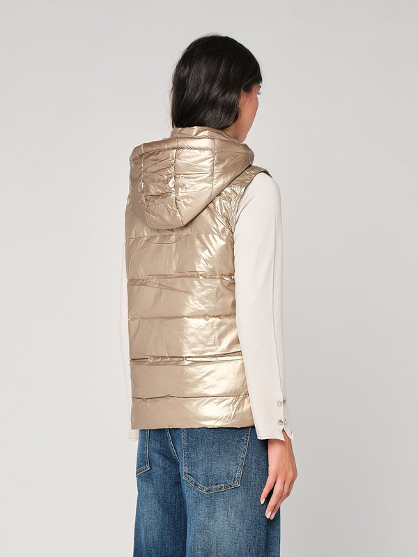 Gilet laminato con cappuccio