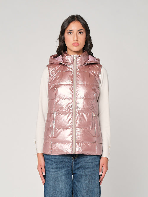 Gilet laminato con cappuccio