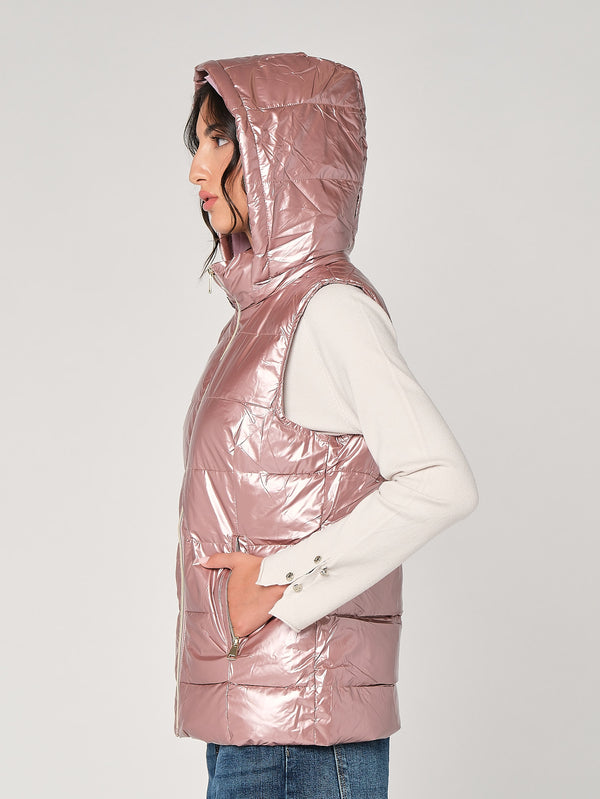 Gilet laminato con cappuccio
