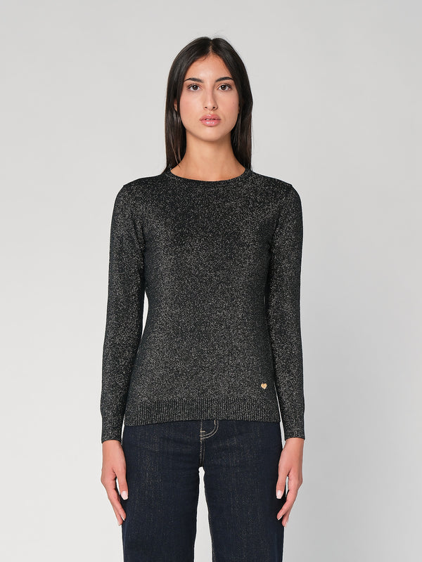 Lurex-Pullover mit Rundhalsausschnitt