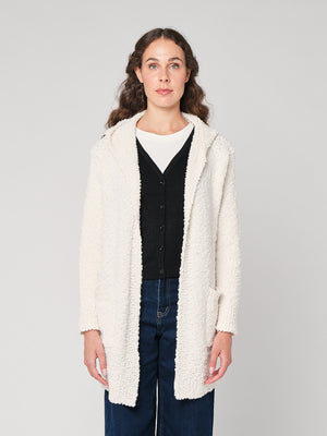 Cardigan buclé con cappuccio