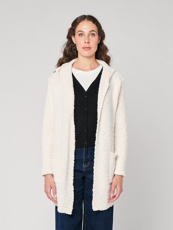 Cardigan buclé con cappuccio