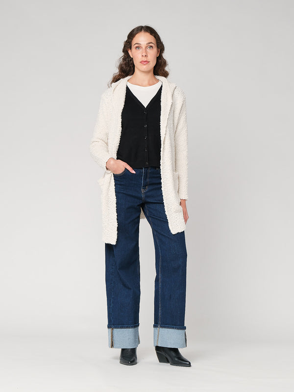 Cardigan buclé con cappuccio