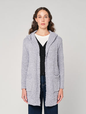 Cardigan buclé con cappuccio