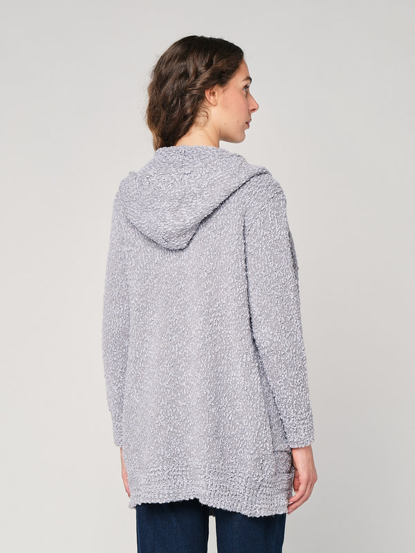 Cardigan buclé con cappuccio