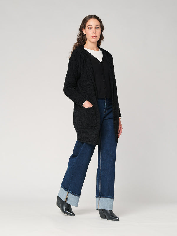 Cardigan buclé con cappuccio