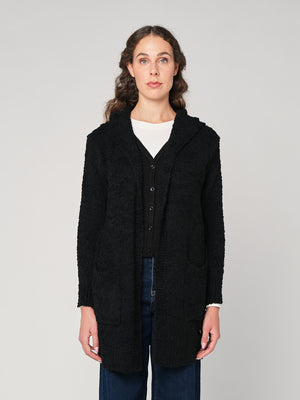 Cardigan buclé con cappuccio